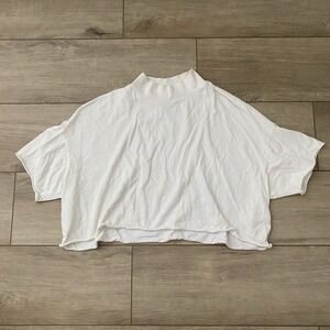 NSF White Ivory Crop Mock Neck Short Sleeves Tee Boxy Shirt Medium M